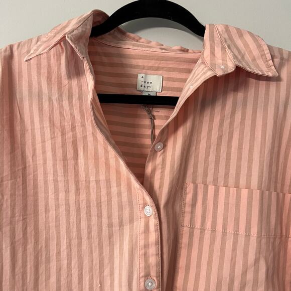 A New Day Women's Coral Long Sleeve Oversized Button Down Shirt - Medium - NWT - Picture 3 of 11